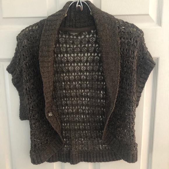 Denver Hayes eclectic Crochet Cropped Shrug Brown Vest  size medium - Picture 4 of 10